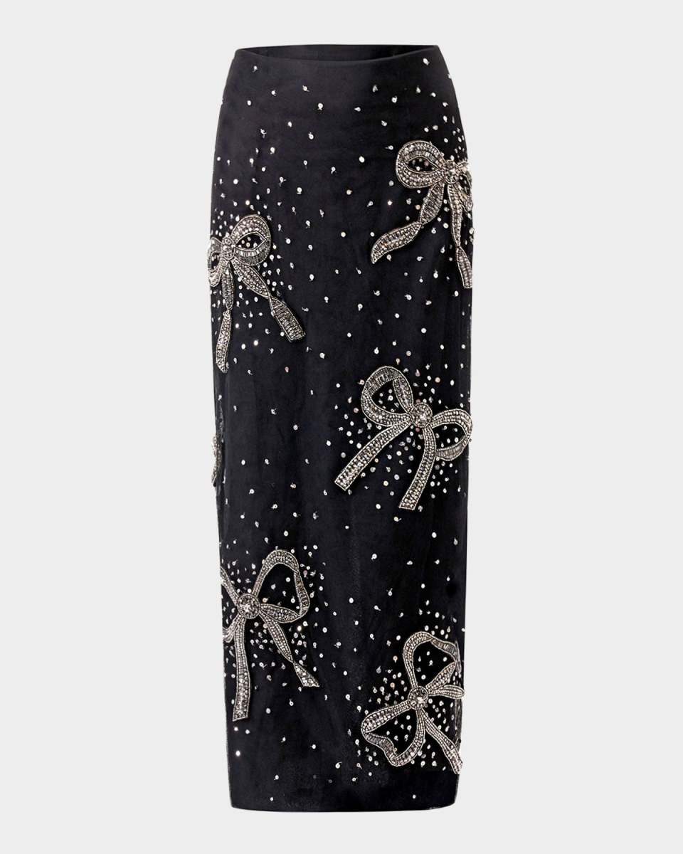 Bow Embellished Midi Skirt